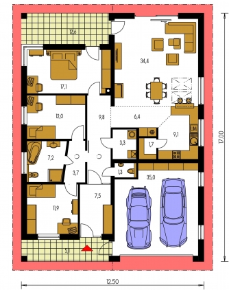 Plan de sol du rez-de-chaussée - BUNGALOW 144